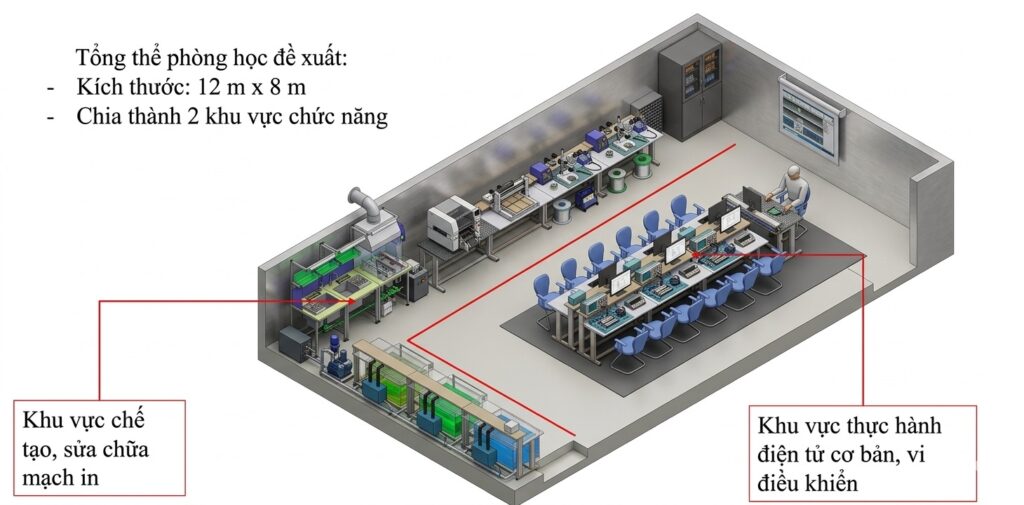 Mô hình triển khai phòng thực hành điện vi mạch bán dẫn
