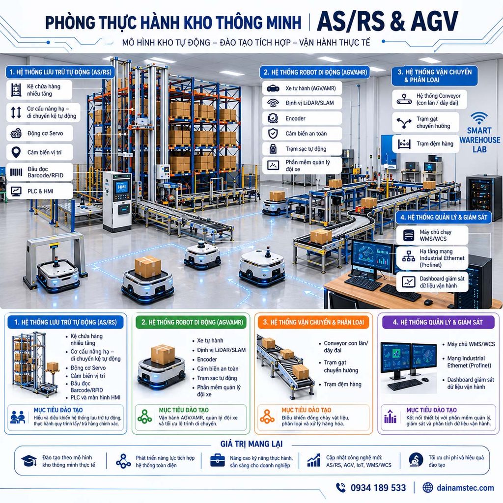 Danh mục thiết bị phòng thực hành kho thông minh AS/RS & AG