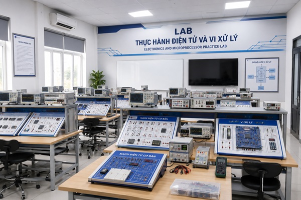 Phòng LAB thực hành điện tử và vi xử lý mẫu 